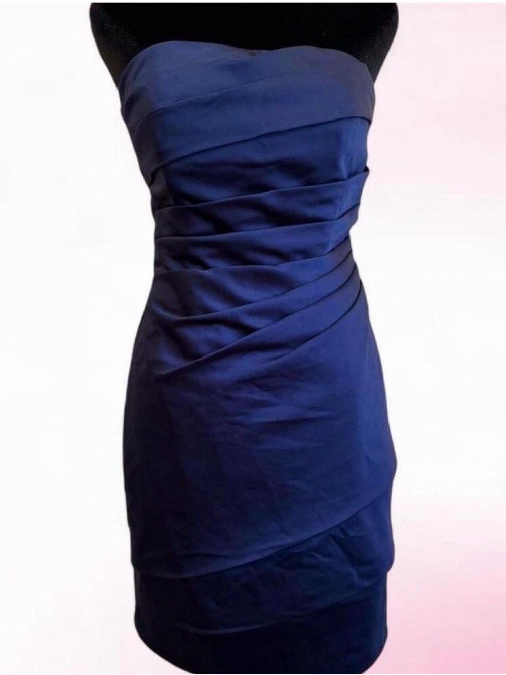 Strapless Navy Ruched Party Dress